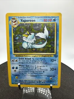 Pokemon Vaporeon 80 HP Holo Rare Jungle 12/64 Wizards Card 1999 - Image 2