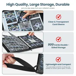 Card Binders 9 Pocket with 900 Pockets,Premium Zipper Case with 50 Removable ... - Image 4