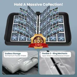 Card Binders 9 Pocket with 900 Pockets,Premium Zipper Case with 50 Removable ... - Image 5