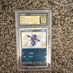Pokemon Pawniard 185/091 Paldean Fates Shiny Rare Holo CGC Pristine 10 2024 - Image 1