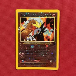 Pokemon Vintage Reverse Cosmos Holo Promo #34 Entei WoTC Black Star Swirl - Image 1