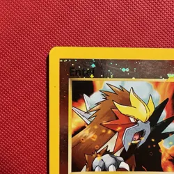 Pokemon Vintage Reverse Cosmos Holo Promo #34 Entei WoTC Black Star Swirl - Image 2