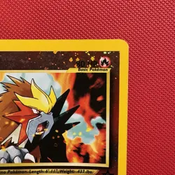 Pokemon Vintage Reverse Cosmos Holo Promo #34 Entei WoTC Black Star Swirl - Image 3