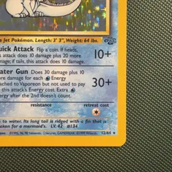 Pokemon Vintage Holo Vaporeon 12/64 Jungle WotC 1999 - Image 4
