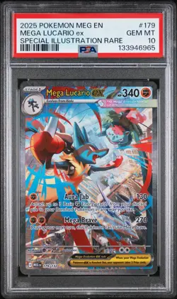 2025 POKEMON MEG EN-MEGA EVOLUTION #179 MEGA LUCARIO EX PSA 10 - Image 1