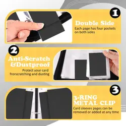 4 Pockets Trading Card Binder, 400 Card Holders with 50 Removable Sleeves, Po... - Image 4