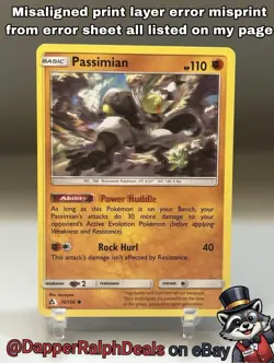 Pokemon Misaligned Print Layer Misprint Error Passimian 70/156 Ultra Prism - Image 1