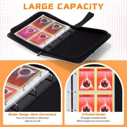 Card Binder 4-Pocket, Trading Card Collector with 50 Removable Sleeves, 400 C... - Image 5