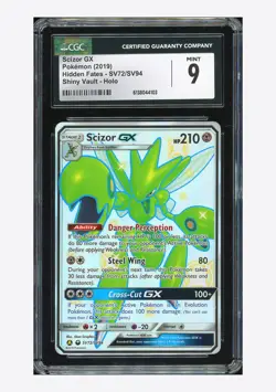 Pokemon CGC 9 Scizor GX Shiny Holo 2019 SV72/SV94 Hidden Fates English - Image 1