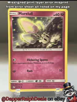 Pokemon Misaligned Print Layer Misprint Error Morelull 92/156 Ultra Prism - Image 1