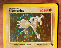 Hitmonlee Fossil Holo Rare 7/62 1999 Pokemon Wizards of the Coast Vintage MP - Image 2