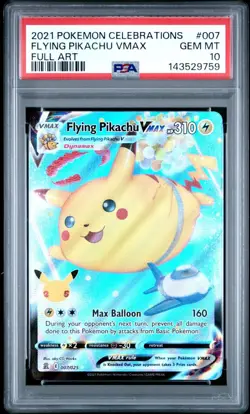 2021 Pokemon Celebrations #007 Flying Pikachu Vmax PSA10 - Image 1