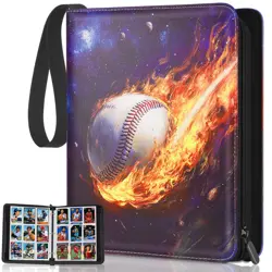 Trading Card Binder Album, PU Leather Baseball Card Binder with 900 Side Load... - Image 1