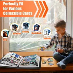 Trading Card Binder Album, PU Leather Baseball Card Binder with 900 Side Load... - Image 3