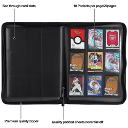 Trading Card Binder, 9 Pocket PU Cover Card Collection Binder for 360 Cards, ... - Image 3