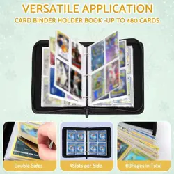 Card Binder Holder 480 Pockets with 60 Removable Sleeves, Portable Game/Sport... - Image 2