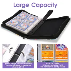 Trading Card Binder with 50 Removable Sleeves, 4-Pocket Organizer for 400 Car... - Image 4