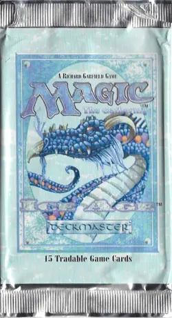 MTG: ICE AGE empty Scaled Wurm Booster Pack wrapper; edge tears, NO CARDS, 1995 - Image 1