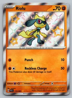 Riolu Pokemon Paldean Fates 173/091 Shiny Holo Rare NM - Image 1