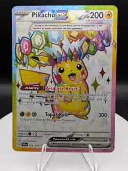 Pokemon TCG: Surging Sparks (219/191) Pikachu Rainbow Border Full Art (NM) - Image 1