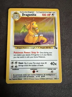 WotC Fossil Dragonite Holo 4/62 Pokemon Card – Vintage – Played - Image 1