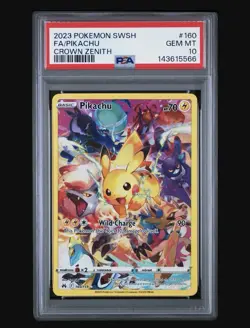 2023 Pokemon Crown Zenith Pikachu Full Art 160/159 Secret Rare PSA 10 Gem Mint - Image 1