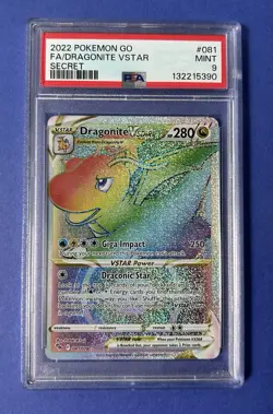 2022 Pokemon Go FA/Dragonite VStar Secret #081 PSA 9 MINT - Image 1