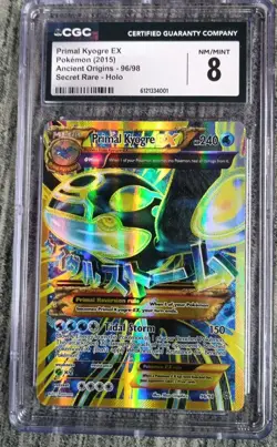 Primal Kyogre EX 96/98 Secret Rare - Pokemon Ancient Origins CGC 8 NM/Mint+ - Image 1