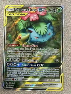 Venusaur & Snivy GX SM229 Near Mint Black Star Promo Holo Pokemon 2019 - Image 1