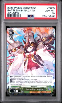 2025 WEISS SCHWARZ AZUR LANE VOL.2 #E035 BATTLESHIP, NAGATO PSA 10 - Image 1