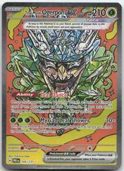 Teal Mask Ogerpon ex 145/131 SV: Prismatic Evolutions Pokemon Card NM - Image 1