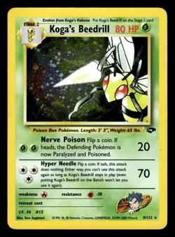 Koga's Beedrill 9/132 Holo Rare Gym Challenge Pokemon Card - Image 1