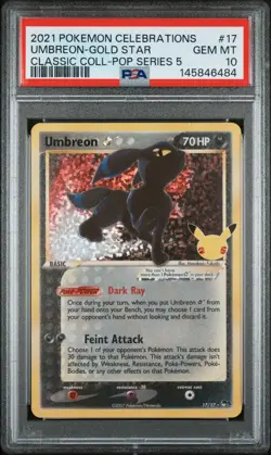 2021 POKEMON CELEBRATIONS CLASSIC COLL #17 UMBREON-GOLD STAR PSA 10 - Image 1