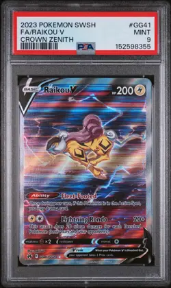 2023 PSA 9 FA Raikou V #GG41 Full Art Galarian Gallery Pokemon TCG Crown Zenith - Image 1