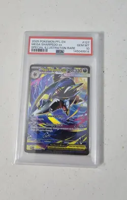 2025 POKEMON PHANTASMAL FLAMES SPECIAL ILLUSTRATION RARE MEGA SHARPEDO EX PSA 10 - Image 1