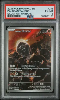 2023 POKEMON PAL EN-PALDEA EVOLVED ILLUSTRATION RARE #218 PALDEAN TAUROS PSA 6 - Image 1