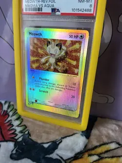 2004 POKEMON EX TEAM MAGMA VS TEAM AQUA #42 MEOWTH-REVERSE FOIL PSA 8 Pop 23 - Image 2