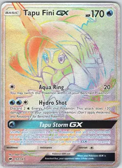 Tapu Fini GX 152/147 Rainbow Rare Burning Shadows Pokemon NM - Image 1
