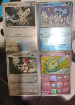 Pokemon TCG-Black Bolt/Masterball Lot of 4: Minccino,Cubchoo,Pawniard,Solosis - Image 1