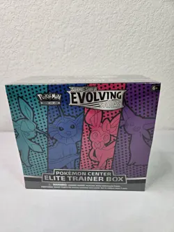 Mint Pokemon TCG Evolving Skies Pokemon Center Exclusive ETB Espeon Vaporeon - Image 1