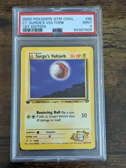 2000 Pokemon Gym Challenge 1st Edition Lt. Surge’s Voltorb 86/132 PSA 9 MINT - Image 1