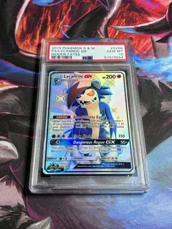 2019 POKEMON SUN & MOON HIDDEN FATES #SV66 FULL ART/LYCANROC GX PSA 10 - Image 1