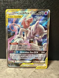 Pokemon TCG Mewtwo & Mew GX SM191 LP Promo Full Art Tag Team - Image 1
