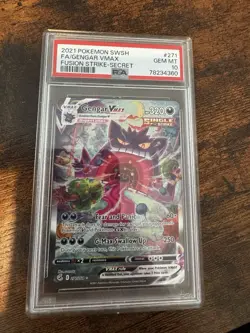 Pokemon Gengar VMAX 271/264 Fusion Strike Secret Rare Alt Art Holo 320 HP PSA 10 - Image 1