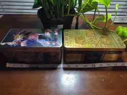 Lot x2 EMPTY Yugioh Tins Only; Pharaoh's Gods 2022 & Dueling Mirrors 25th Aniv. - Image 1