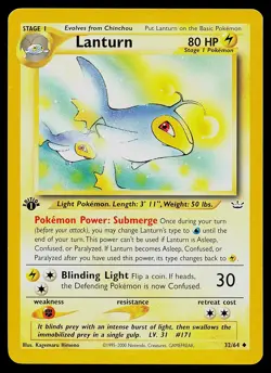 Pokemon Card Lanturn 32/64 Neo Revelation 1st Edition - Image 1