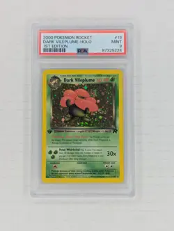 2000 POKEMON ROCKET 1ST EDITION #13 DARK VILEPLUME 🌀- HOLO PSA 9 SWIRL 🌀 - Image 1