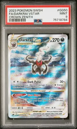2023 Pokemon Crown Zenith Darkrai VSTAR GG50/GG70 PSA 9 MINT Galarian Gallery - Image 1