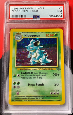 Pokemon TCG Nidoqueen Jungle 7/64 Unlimited Holo Rare 1999 PSA 7 NM - Image 1
