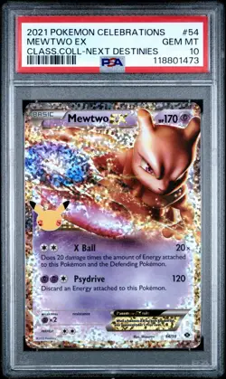 2021 POKEMON CELEBRATIONS CLASSIC COLL #54 MEWTWO EX PSA 10 - Image 1